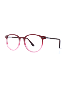 Rosafarbige Acetat-Brille mit runden Gläsern von Woodfellas