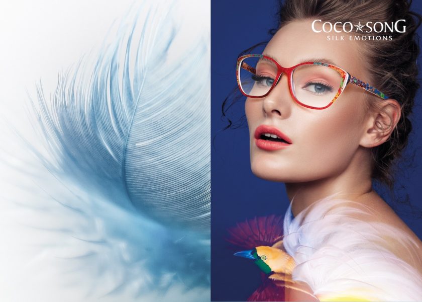 Die neue Brillenkollektion von Coco Song von Area98 Eyewaer - zu sehen ist eine Frau mit einer Brille aus der Kollektion