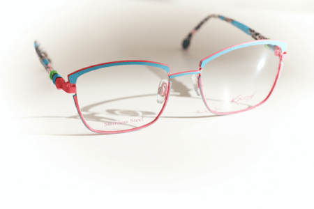 Kaos-Brille in Blau und Rosa